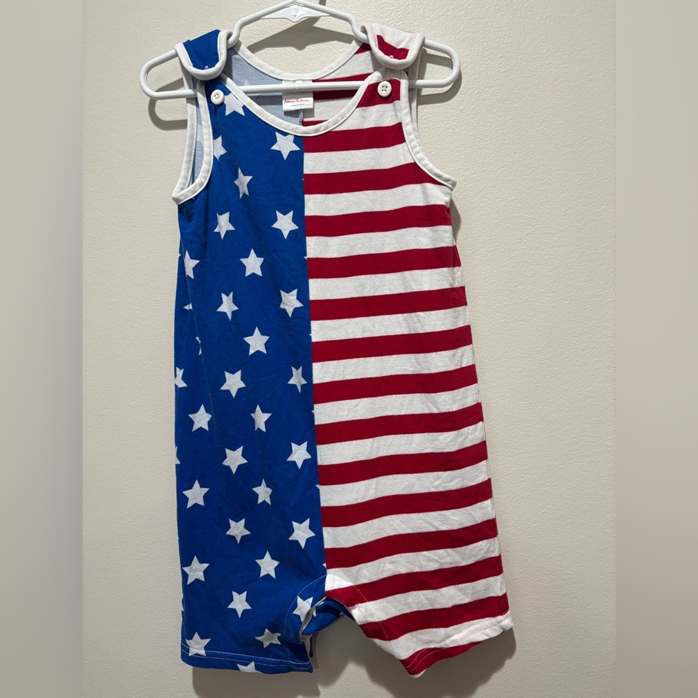Hanna Andersson Stars and Stripes USA Flag Romper - Size 3T